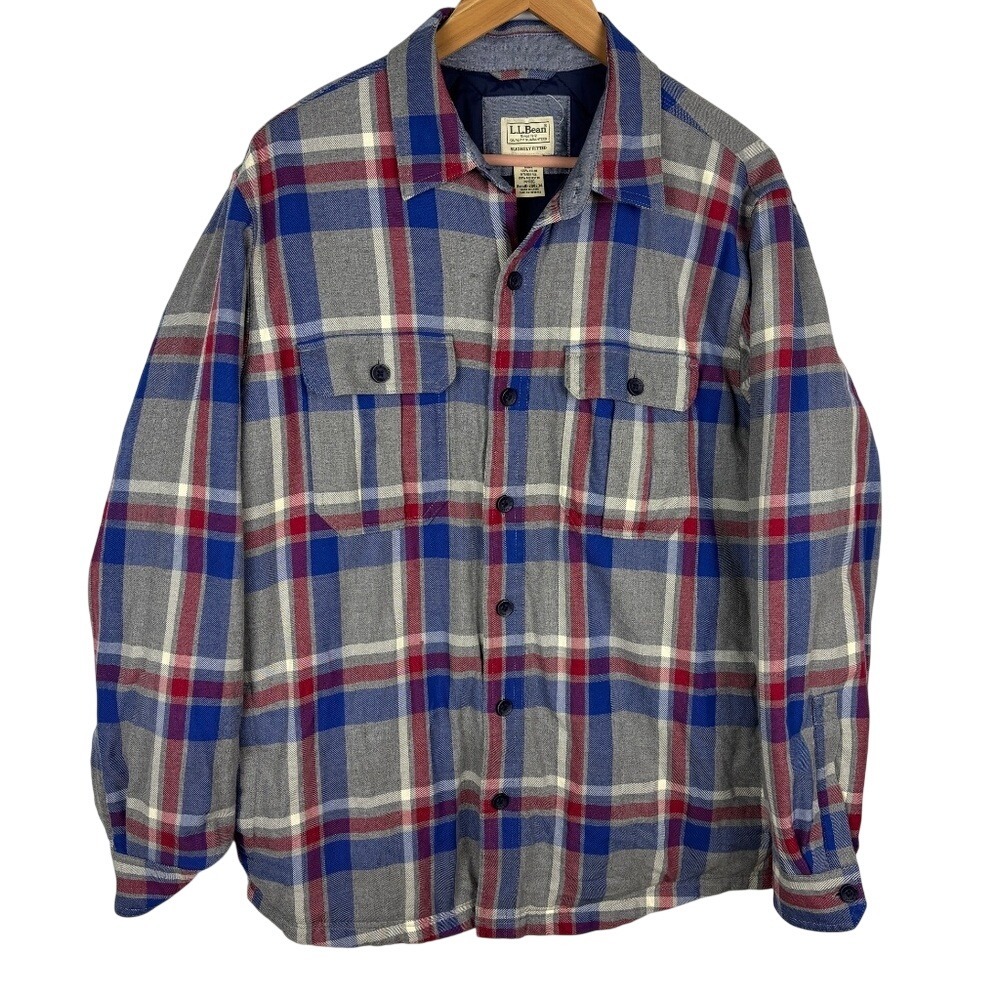 VTG L L Bean Mens Plaid Flannel Shirt‎ Jacket Shacket Sz M Outdoor Lumberjack